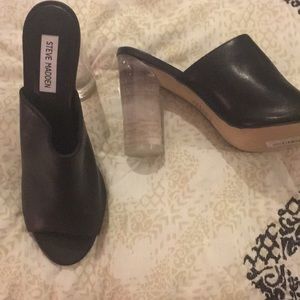 Steve Madden Black Mule with Lucite/Acrylic Heel